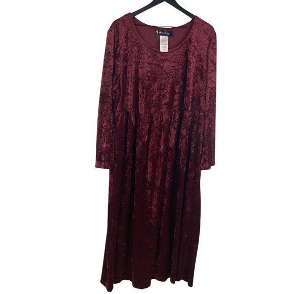Vintage All That Jazz Womens Crushed Velvet Whimsigoth Vamp Dress Burgundy Sz 18 - Picture 1 of 10